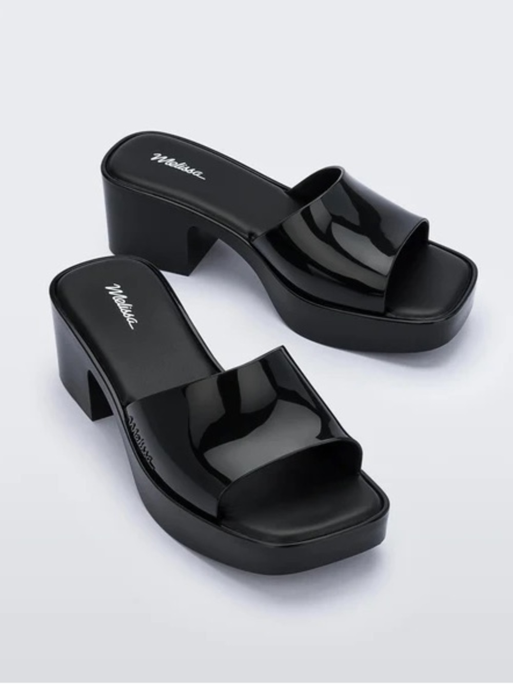 Melissa Glossy Black Mule Heel